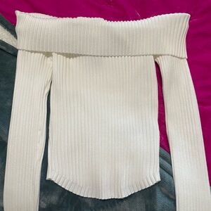 Elegant Off-Shoulder White Sweater